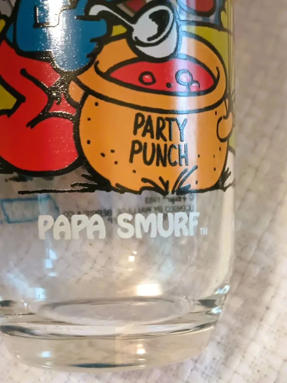 Smurfs Vintage Set Of 4 Drinking Glasses 1983 Handy, Papa, Clumsy, Baker Smurf